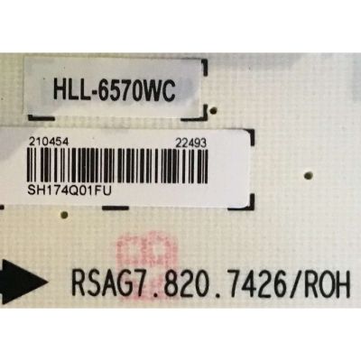 KIT DE TARJETAS HISENSE / MAIN 212258 / RSAG7.820.6715/ROH / 210420 / FUENTE 210454 / RSAG7.820.7426/ROH / HLL-6570WC / T-CON 5565T50C04 / 55.65.T50.C04 / 65T50-C06 / PANEL HD650M5U51-B1\S0\GM\ROH / DISPLAY T650QVN06.1 / MODELO 65H6D - Imagen 3